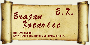 Brajan Kotarlić vizit kartica